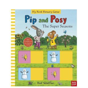 英文进口原版 皮普与波西：配对游戏 Posy and Super Book 儿童绘本3 Game Pip Memory Seasons Scheffler 6岁Axel The 预售