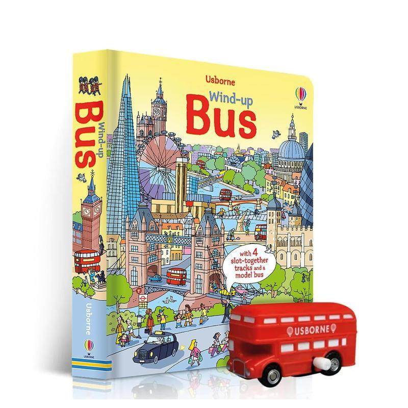 【预售】【扭动发条玩具书】巴士（含4个轨道槽） 【Wind-up】 Bus 英文进口原版儿童趣味图书Fiona Watt Stefano Tognetti