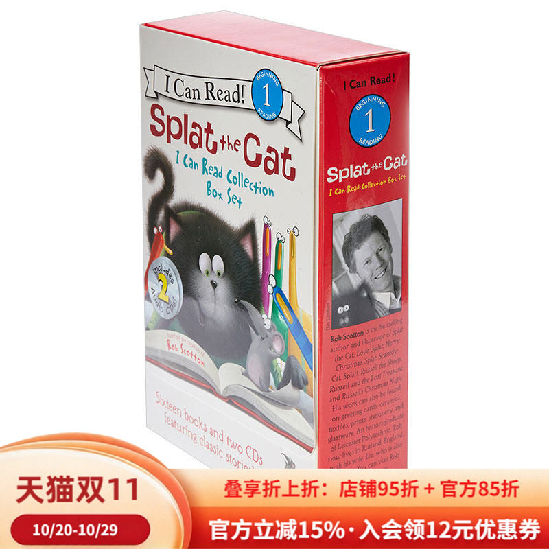 【现货】啪嗒猫合集Splat the Cat I Can Read Collection Box Set【I can read】英文进口原版儿童图书3-6岁分阶读物Scotton Rob