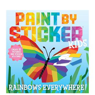 【现货】儿童贴纸绘画：到处是彩虹 英文进口原版贴纸图书 Paint by Sticker Kids: Rainbows Everyere!外文正版