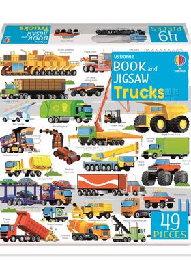 【预售】【图书和拼图】卡车【Usborne Book and Jigsaw】Trucks英文儿童趣味 原版图书进口外版书籍Sam Smith  Usborne
