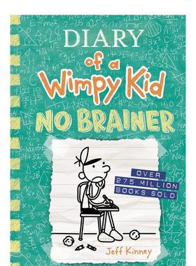 【预售】小屁孩日记 18Diary of A Wimpy Kid Book 18 No Brainer 英文进口原版章节书儿童图书籍6-9岁Kinney  Jeff