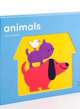 【预售】【触摸书】动物Animals【TouchWords】英文进口原版儿童趣味图书3-6岁Rilla Alexander