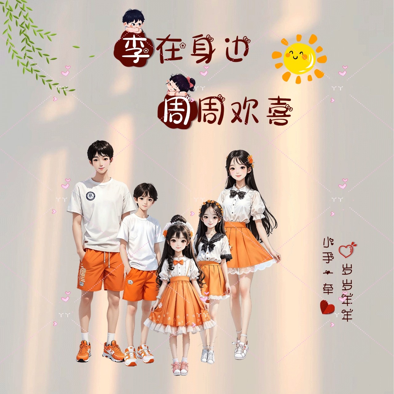 抖音直播全家福亲子头像素材模板PS新款橙色连衣裙姓氏头像制作,商务/设计服务,设计素材/源文件,淘宝优惠券,粉丝福利购,淘宝优惠卷