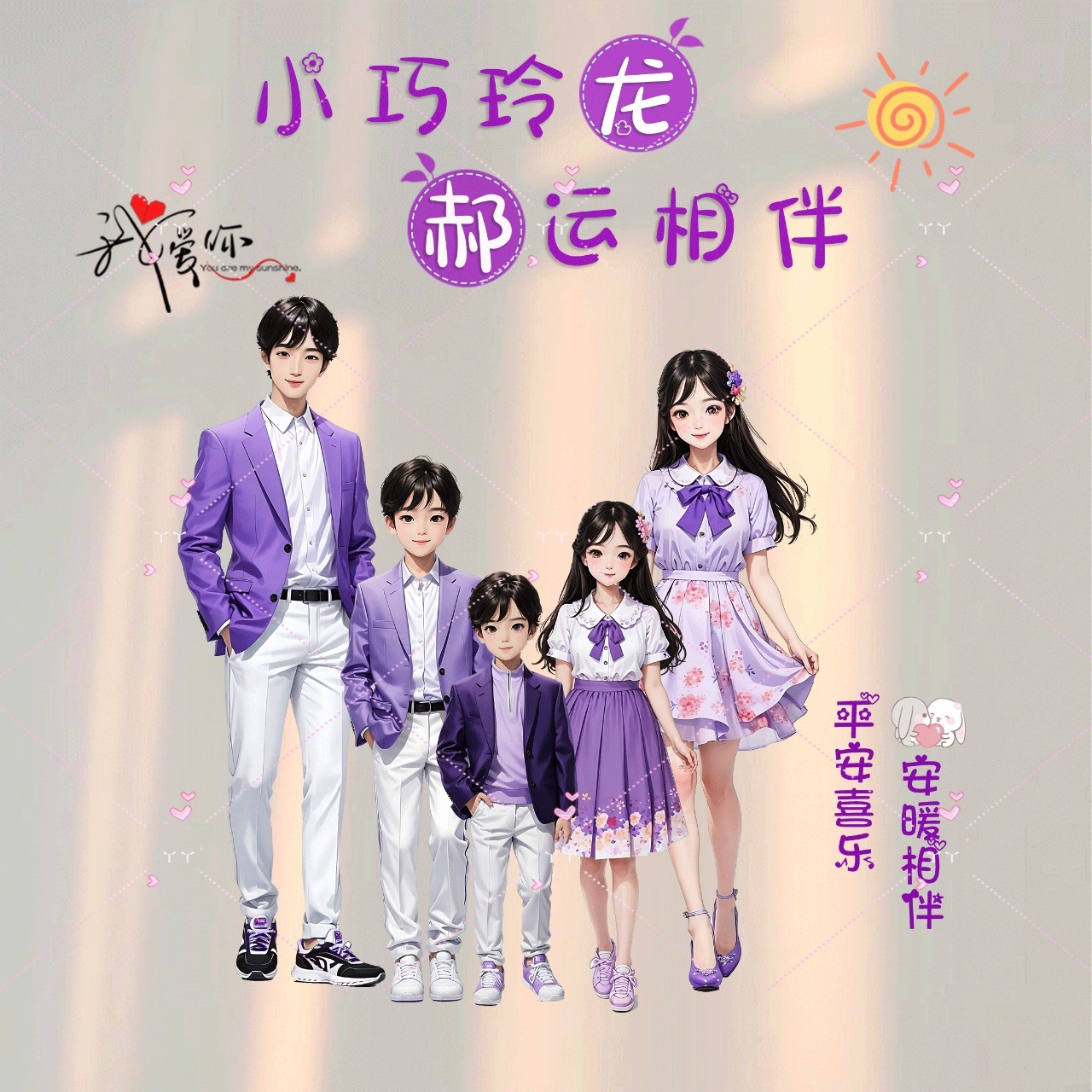 全家福姓氏头像抖音快手直播素材PSD夏装紫色亲子姓氏头像定制,商务/设计服务,设计素材/源文件,淘宝优惠券,粉丝福利购,淘宝优惠卷