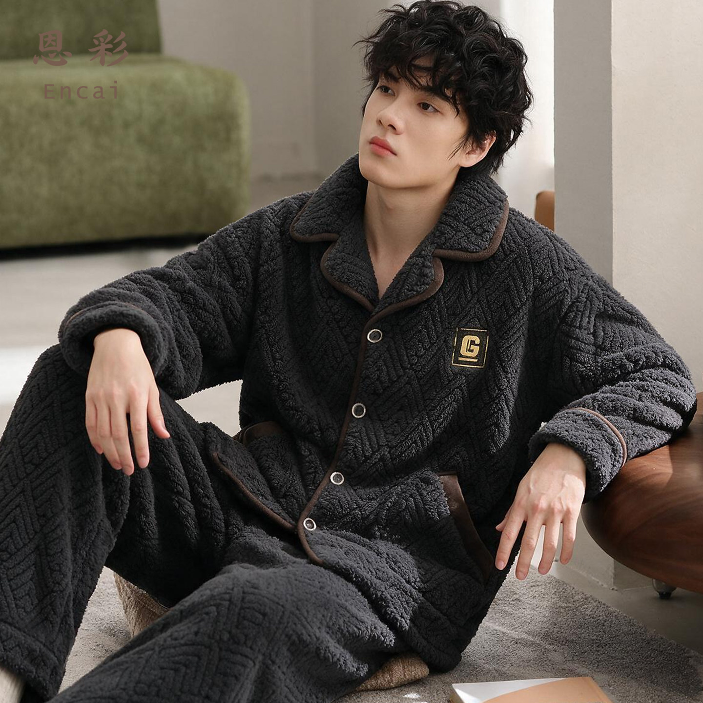 睡衣男士秋冬款冬季珊瑚绒加厚加绒保暖法兰绒家居服大码冬天套装