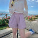 冰丝速干五分裤 紫色运动短裤 慵懒宽松胖mm大码 新款 女外穿夏季