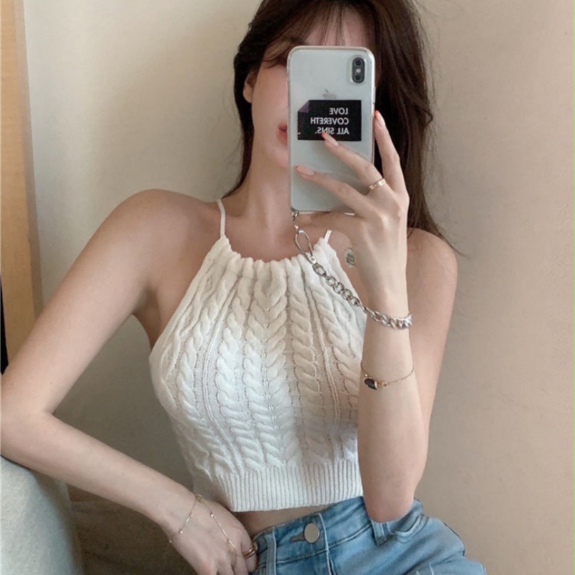 针织麻花吊带性感显身材背心新款辣妹女夏季外穿设计小众短款