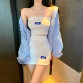 初夏季 纯色两件套运动风抹胸上衣包臀半身裙 时尚 流行风格 穿搭韩版