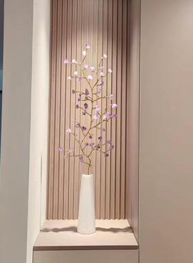 客厅玄关摆件竖高电视柜壁龛水晶发财树装饰品隔断细长高档新居