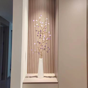 客厅玄关摆件竖高电视柜壁龛水晶发财树装饰品隔断细长高档新居