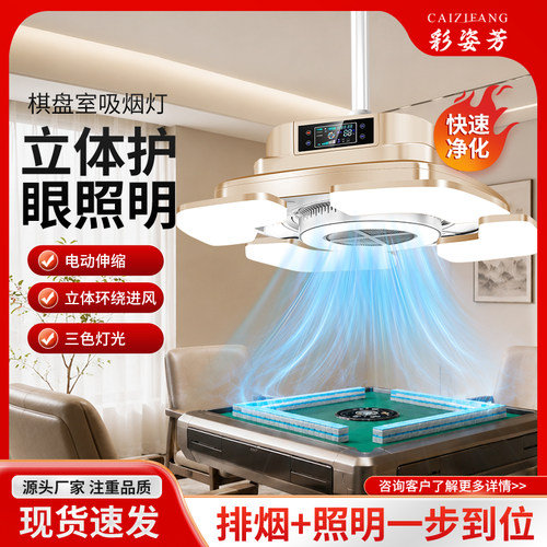 麻将房吸烟照明外排吸烟净化灯