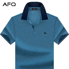 AFQ Mùa Hè của Nam Giới Màu Rắn Mercerized Bông Ngắn Tay Áo T-Shirt Casual Cotton Ve Áo T-Shirt POLO Áo Sơ Mi Kích Thước Lớn Nửa Tay Áo