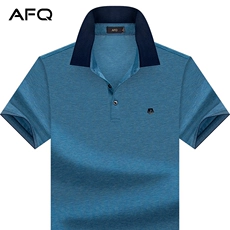 AFQ của nam giới kinh doanh trung niên mercerized bông ve áo ngắn tay t-shirt để tăng chất béo lỏng rắn màu nửa tay polo áo sơ mi quần baggy nam