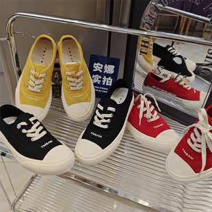 撤柜2025新款厚底增高红色帆布鞋女百搭舒适休闲系带板鞋女鞋防滑