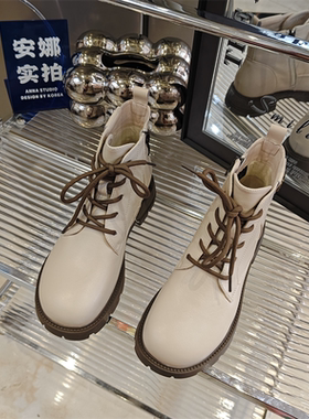 冬季加绒厚底增高马丁短靴女