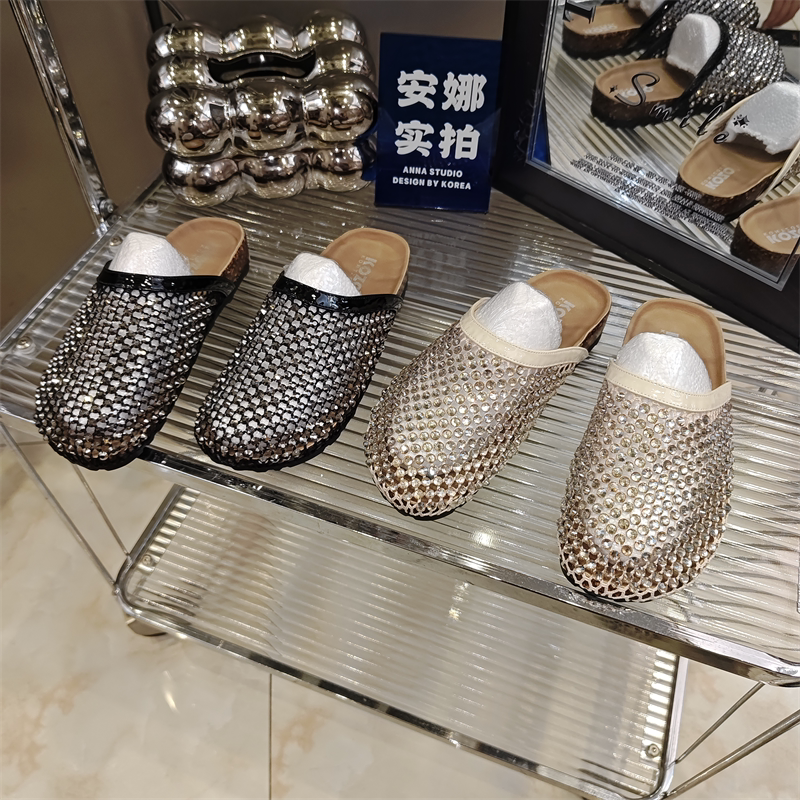 夏季水钻镂空包头半拖女一脚蹬图片