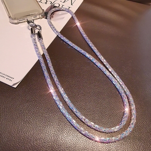 双域时尚斜挎闪钻亮片手机挂绳女高级感小众户外手机背带挂链绳子旅游出行逛街手机壳链包包挂绳可肩背通用新