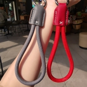 创意CCD相机挂件通用手机壳吊绳新款 皮质编织挂链男女简约户外旅游登山个性 结实耐用 手腕绳时尚 手机挂绳短款