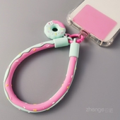 户外运动手提链子 简约水杯钥匙扣男女新款 手机挂绳短款 手腕绳甜甜圈硅胶手绳卡通吊坠挂饰手机壳通用吊绳个性