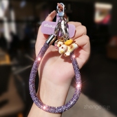 双域手机挂绳女士超好看轻奢小众精致高级感闪钻手机链户外旅游出行逛街防丢摔电话套壳小马吊坠挂件绳子新款