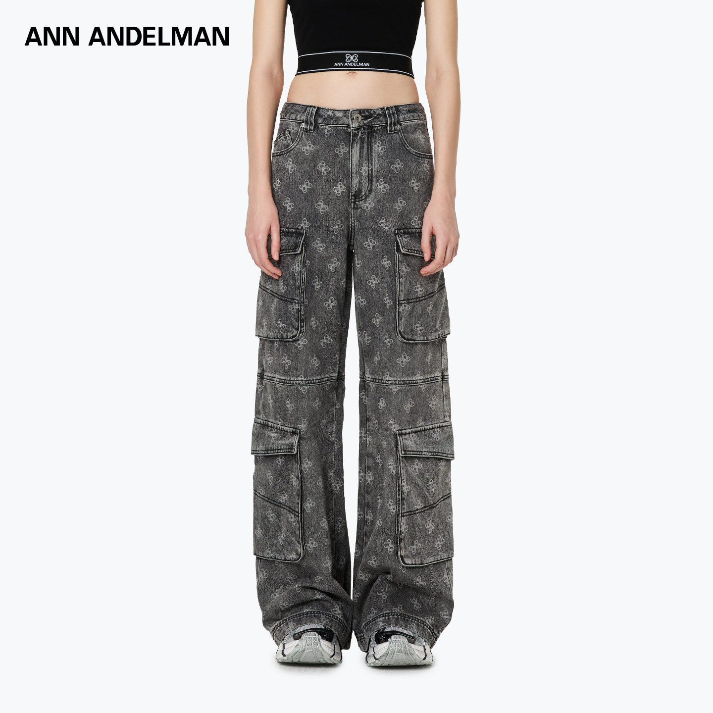 ANN ANDELMAN 复古做旧宽松阔腿休闲裤激光烧花工装牛仔裤,女装/女士精品,牛仔裤,淘宝优惠券,粉丝福利购,淘宝优惠卷