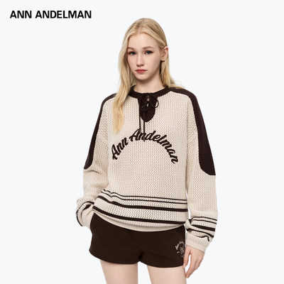 ANNANDELMAN绑带绣花条纹毛衣