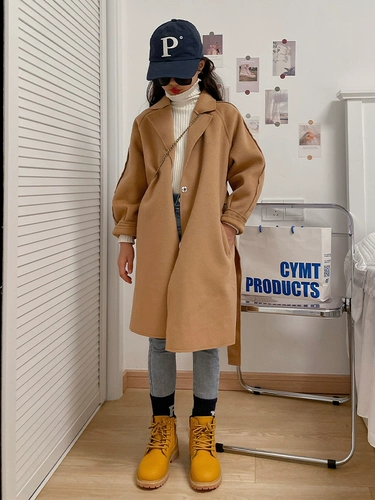 Плащ, осеннее двусторонное шерстяное пальто для принцессы, в западном стиле, в корейском стиле, подходит для подростков