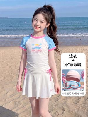 女童泳衣2026夏季新款中大童女孩撞色分体游泳衣儿童甜美海边泳装 — 3