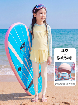 女童泳衣中大童带胸垫2026新款儿童长袖防晒游泳衣青少年女孩泳装 — 3