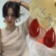 fever同款 红色水滴耳环女2024新款 网红耳钉温柔气质显白琉璃耳饰
