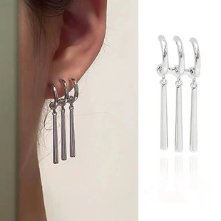 索隆女孩耳坠 原创单耳洞一耳三圈流耳钉苏设计感925银耳环耳饰女