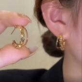 韩国金属风碎银耳圈小众银针耳环2024年新款 耳坠高级感气质女耳饰