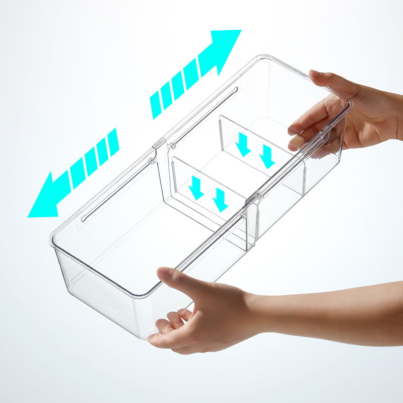 伸缩收纳盒带隔板分类整理透明盒