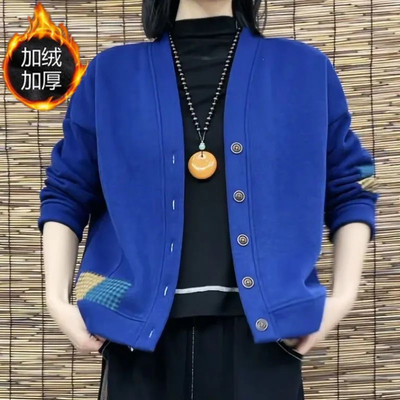 加绒加厚宽松外套卫衣