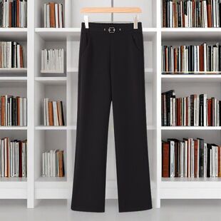 女高腰大码 春秋季 新款 安可拉红垂感直筒2025喇叭裤 子 宽松显瘦裤