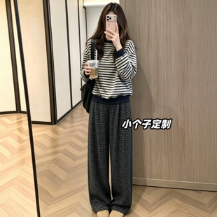 适合150小个子女装穿搭一整套2026秋季新款卫衣阔腿裤两件套装145