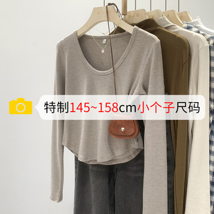 上衣XXS145 显高搭配短款 150cm矮小个子正肩长袖 t恤女2025春秋新款