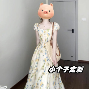气质收腰长裙XS145 新款 150小个子超好看法式 碎花连衣裙女2026夏季
