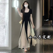 新款 150小个子法式 高级感网纱连衣裙女2025夏季 气质收腰长裙XS145