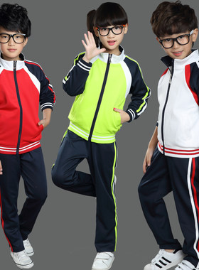 中小学生校服套装运动服幼儿园园服春秋夏款团体儿童班服英伦风红
