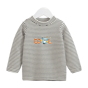 儿童德绒半高领秋衣保暖内衣女童单件上衣男童加绒加厚宝宝打底衫