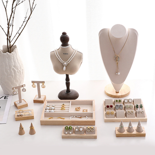 实木首饰展示架项链模特脖子收纳架首饰品珠宝摆摊橱窗陈列道具架