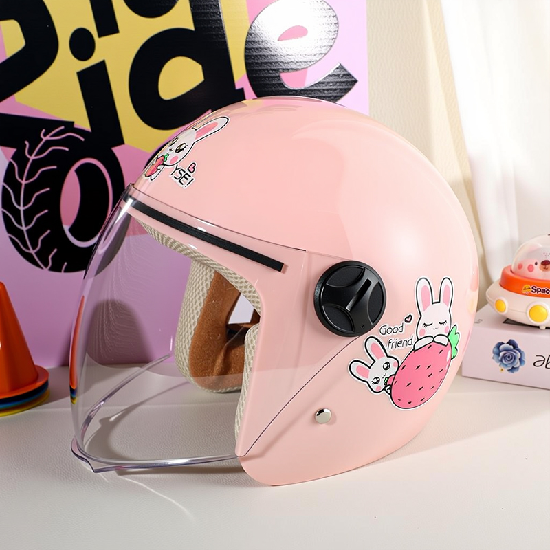 儿童头盔可爱卡通半盔摩托车男女童电动车四季通用冬季保暖安全帽