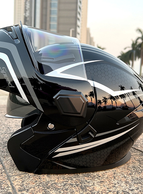 2025新款摩托车头盔机车dot全盔男揭面盔电动车全覆式四季通用