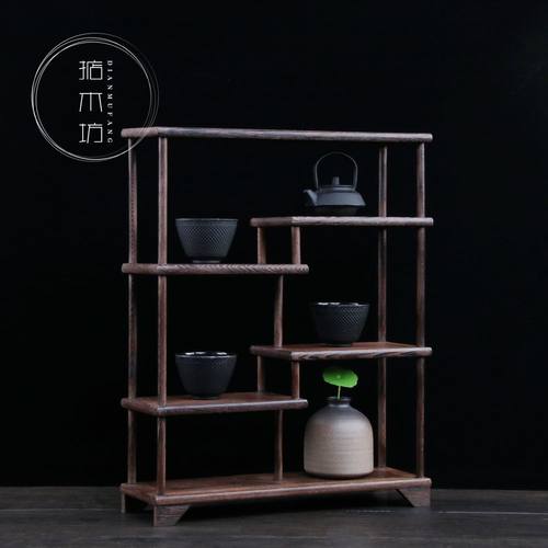 茶具中式小多宝阁盆景博古架实木