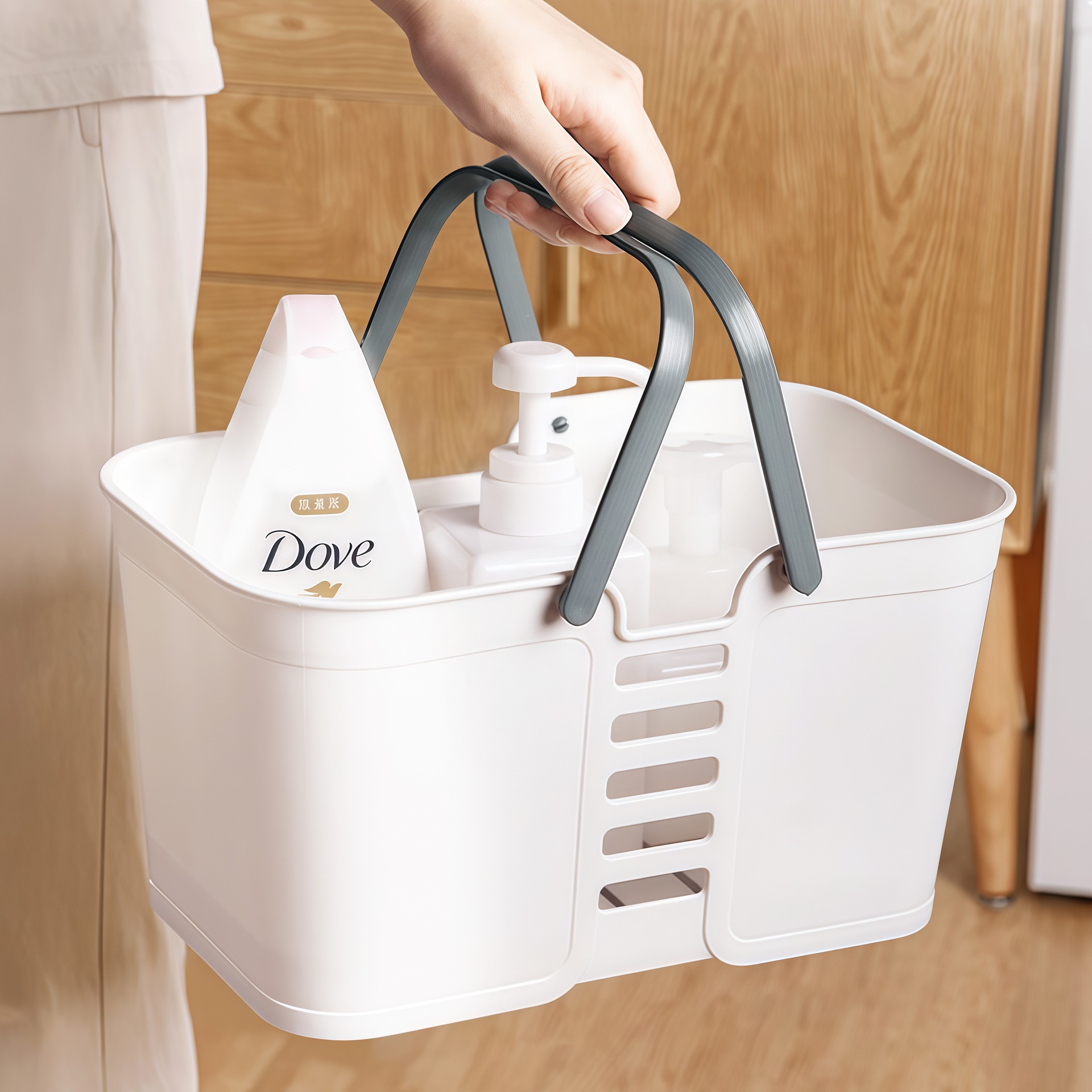 手提洗澡篮子浴室洗漱沐浴用品沥水收纳篮学生杂物篮子澡堂小浴筐