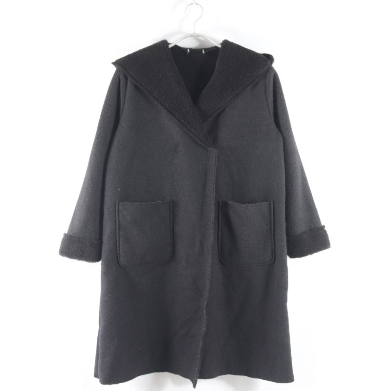 日单新款通勤连帽两粒按扣宽松显瘦女纯色长袖中长款加绒毛呢外套,女装/女士精品,毛呢外套,淘宝优惠券,粉丝福利购,淘宝优惠卷