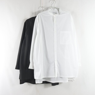 衬衫 长袖 通勤百搭单排扣立领宽松显瘦上衣女纯色中长款 日单新款