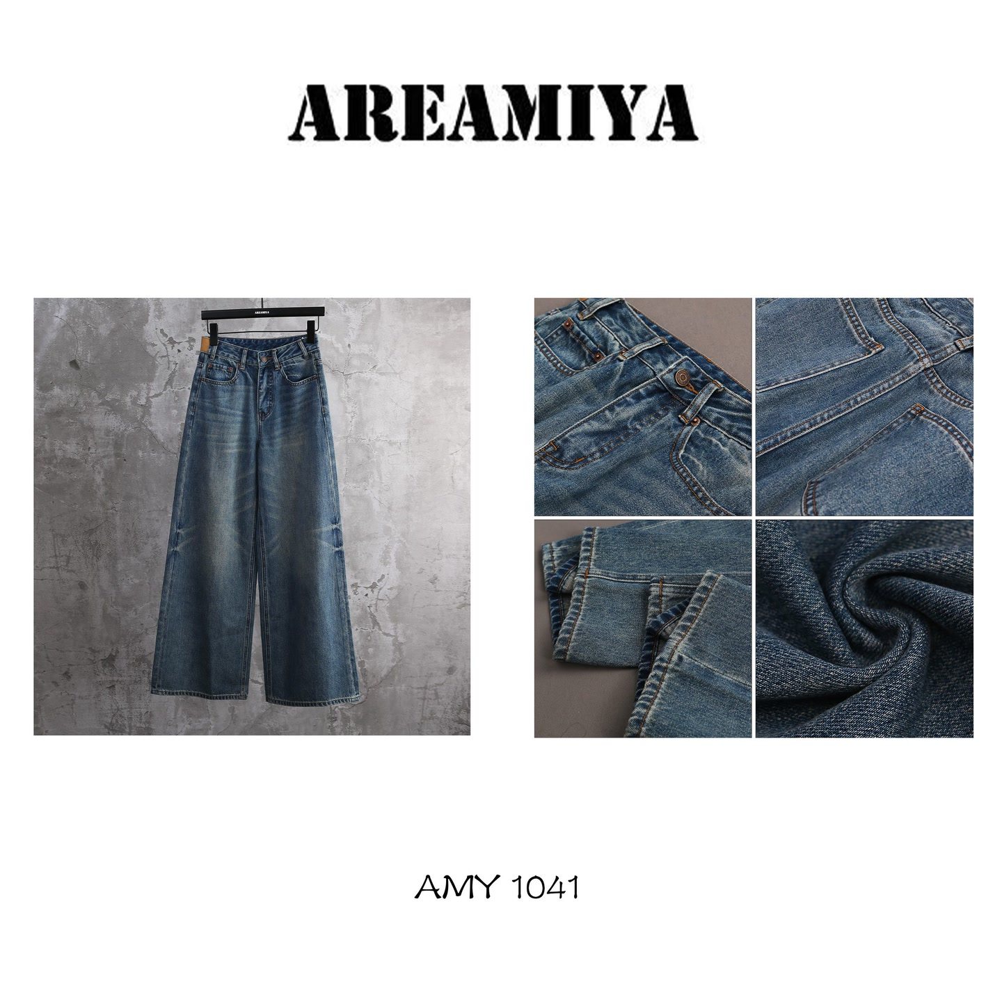 Areamiya【修腿万能搭】轻奢复古牛仔阔腿裤AMY1041,女装/女士精品,牛仔裤,淘宝优惠券,粉丝福利购,淘宝优惠卷